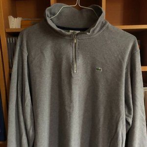 Lacoste Men's 1/4 zip gray cotton pullover
